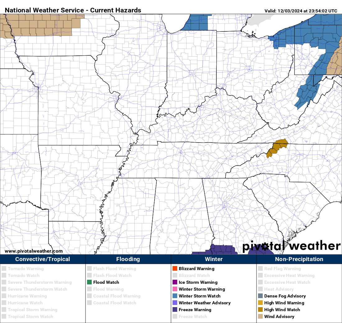 NWS Hazards Pivotal Weather